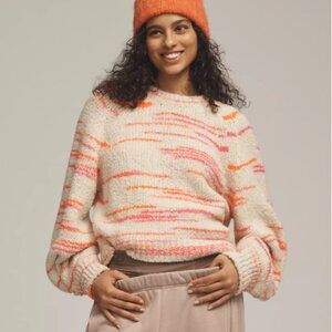 Pilcro Anthropologie Balloon-Sleeve Crew-Neck Sweater Chunky Knit Oversized XXS